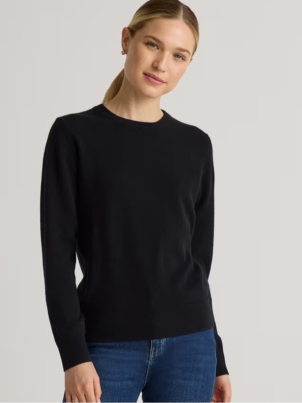 Quince Magnolian Cashmere Black Crewneck Sweater - Soft Knit. Size L